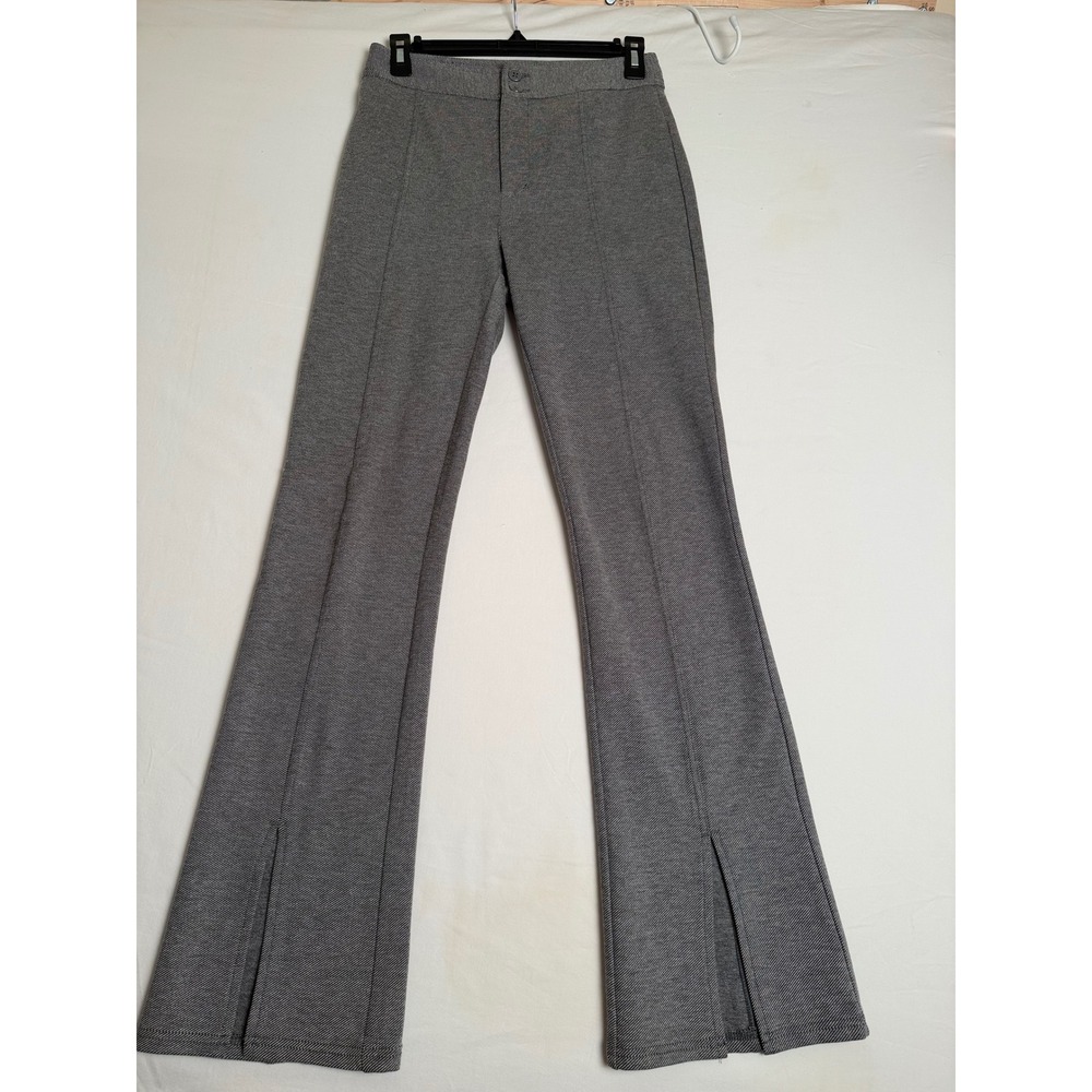 Maeve Anthropologie Grey Textured Knit Split Hem Flare Pants High Rise Size 2